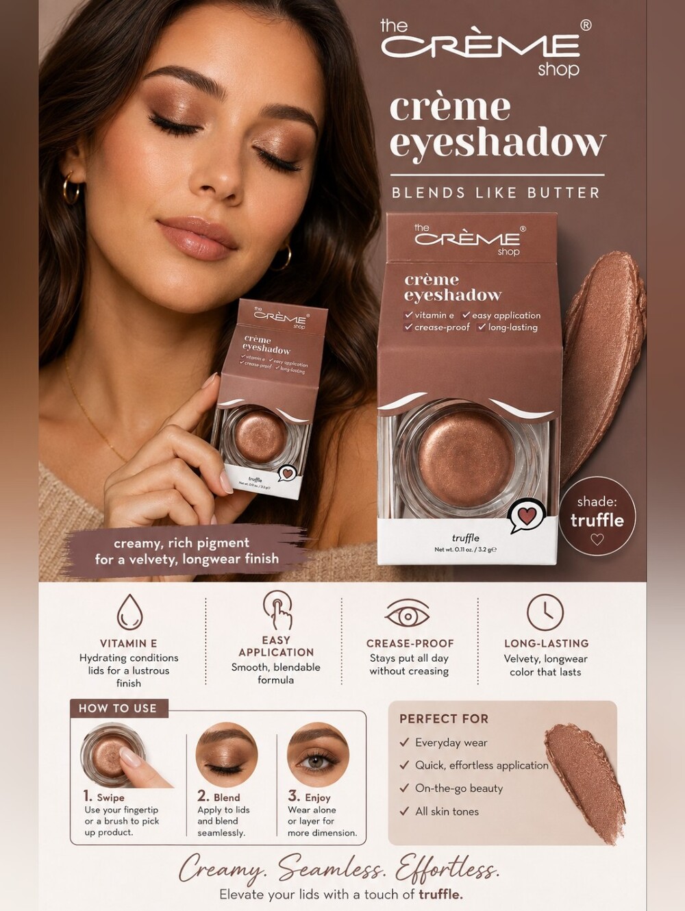 Truffle Crème Eyeshadow — Creamy Metallic Bronze Shade